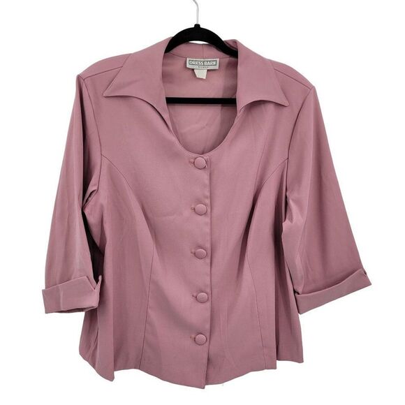 Vintage 70's DressBarn Blazer Retro Tapered Collar Scoop Single Button Pink XL - Picture 11 of 11